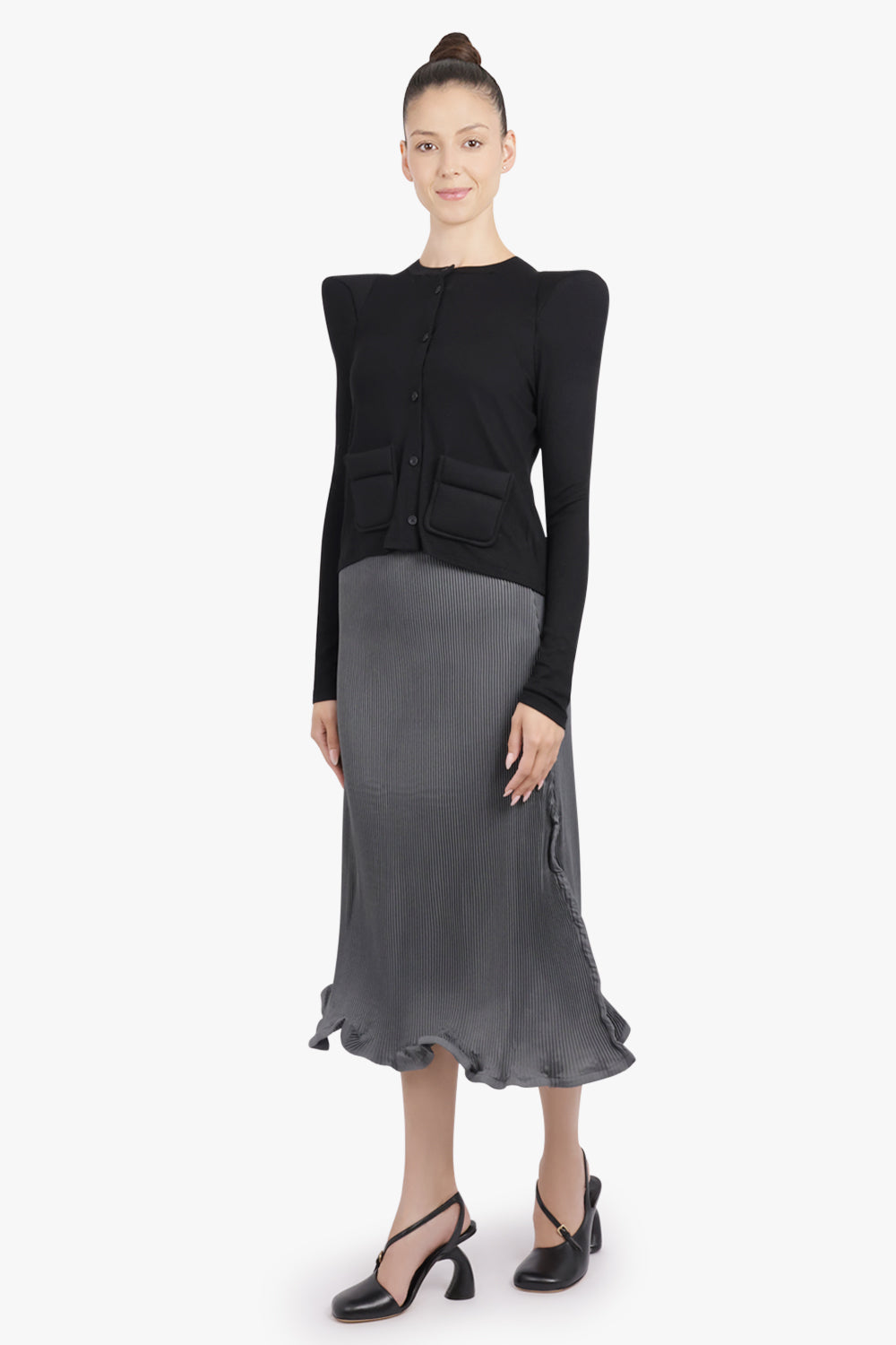 MELITTA BAUMEISTER RTW Zigzag Ripple Midi Skirt | Cold Grey