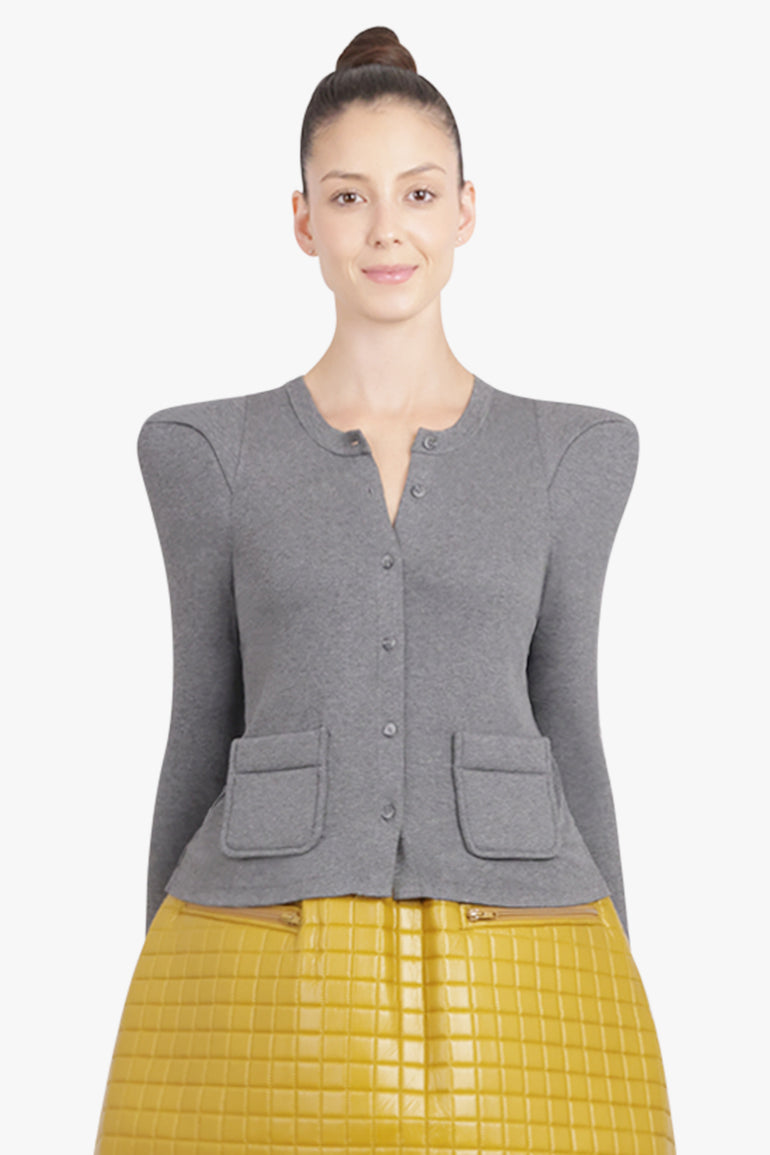 MELITTA BAUMEISTER RTW Foamy Shoulder Cardigan Jacket | Grey Melange