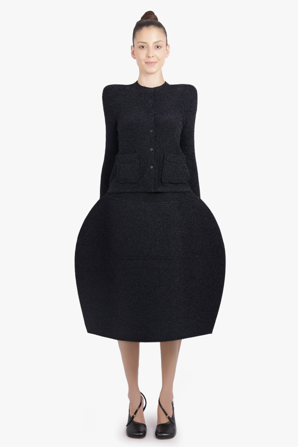 MELITTA BAUMEISTER RTW Glitter Foamy Shoulder Cardigan Jacket | Black