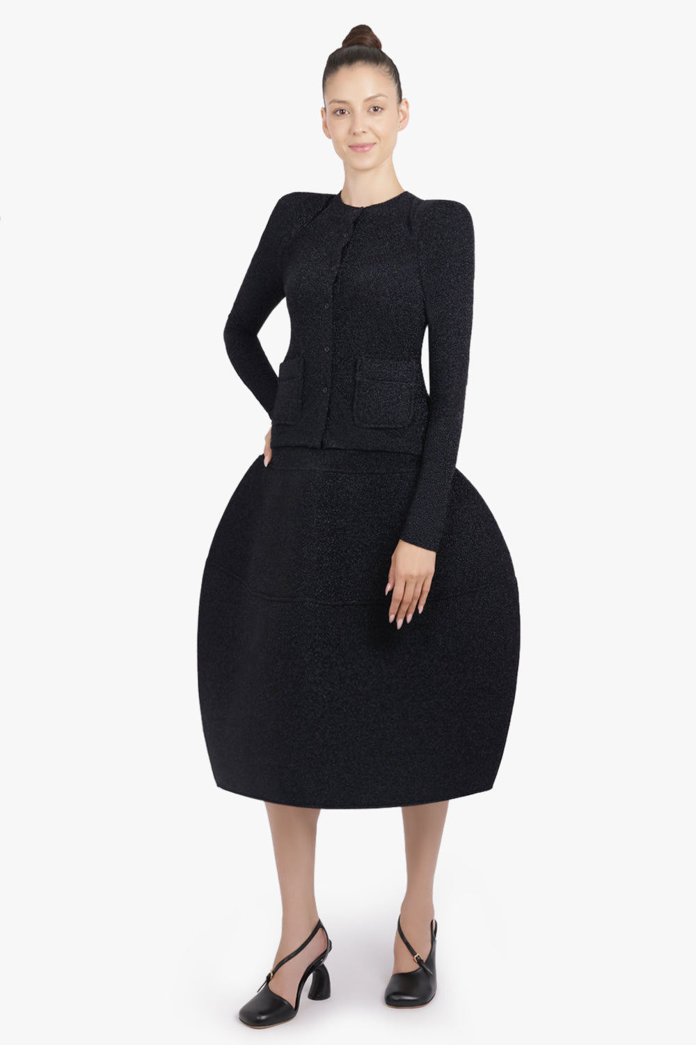 MELITTA BAUMEISTER RTW Glitter Foamy Ball Midi Skirt | Black