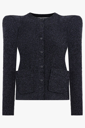 MELITTA BAUMEISTER RTW Glitter Foamy Shoulder Cardigan Jacket | Black