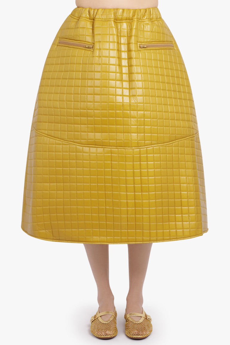 MELITTA BAUMEISTER RTW Quilted A-Line Midi Skirt | Gold