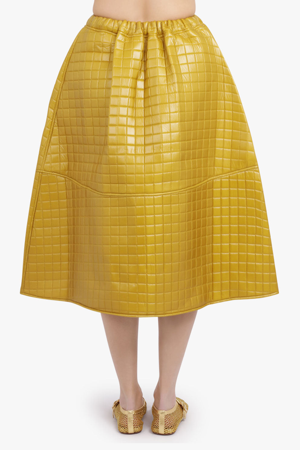 MELITTA BAUMEISTER RTW Quilted A-Line Midi Skirt | Gold