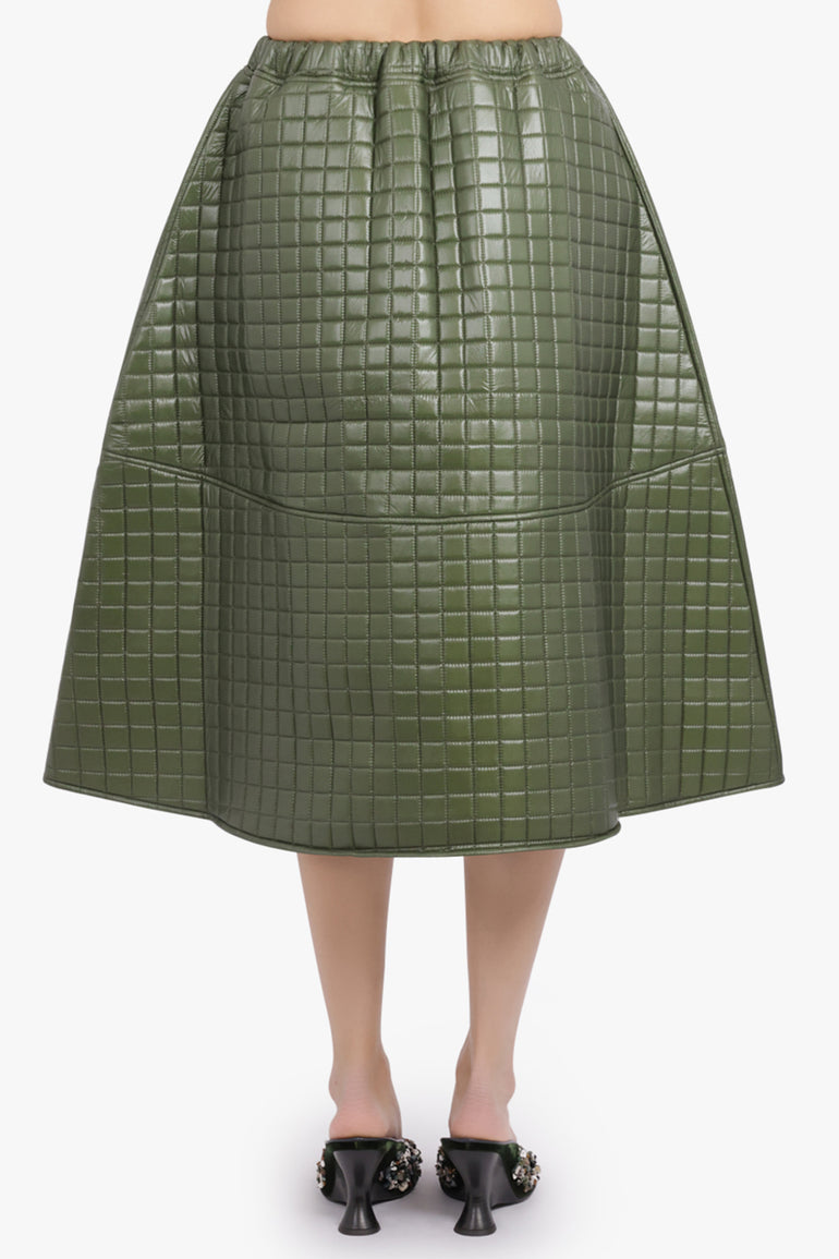 MELITTA BAUMEISTER RTW Quilted A-Line Midi Skirt | Moss Green