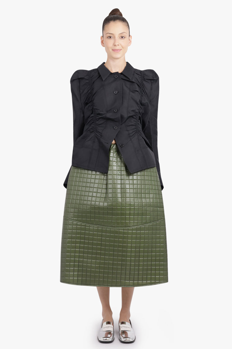 MELITTA BAUMEISTER RTW Quilted A-Line Midi Skirt | Moss Green