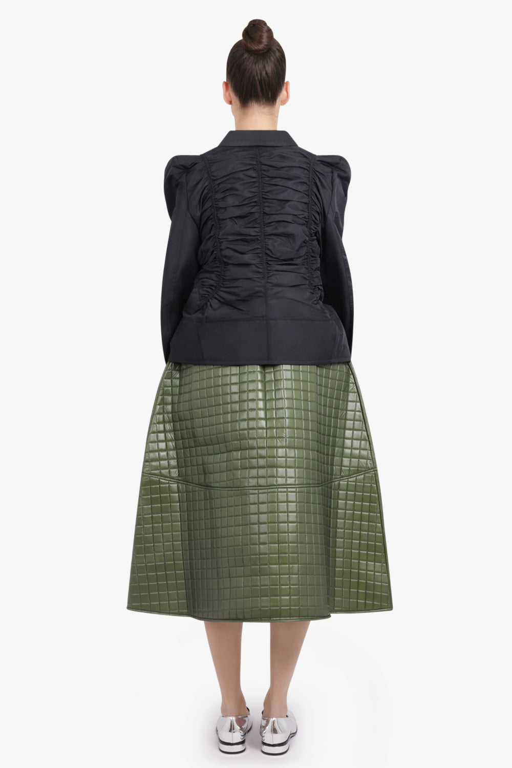 MELITTA BAUMEISTER RTW Ruched Front Puff Shoulder Jacket | Black