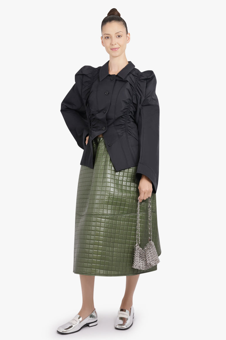 MELITTA BAUMEISTER RTW Ruched Front Puff Shoulder Jacket | Black