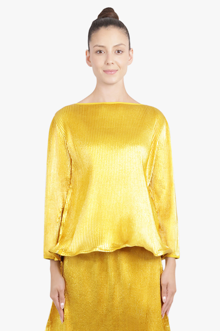 MELITTA BAUMEISTER RTW Zigzag L/S Ripple Top | Gold