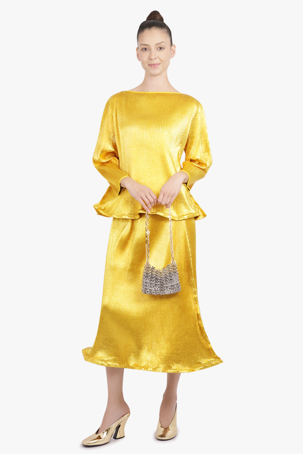 MELITTA BAUMEISTER RTW Zigzag Ripple Midi Skirt | Gold