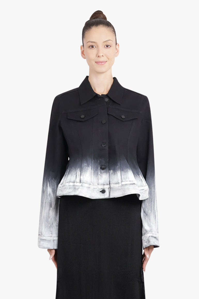 MELITTA BAUMEISTER RTW Crop Denim Ombre Jacket | Black/White