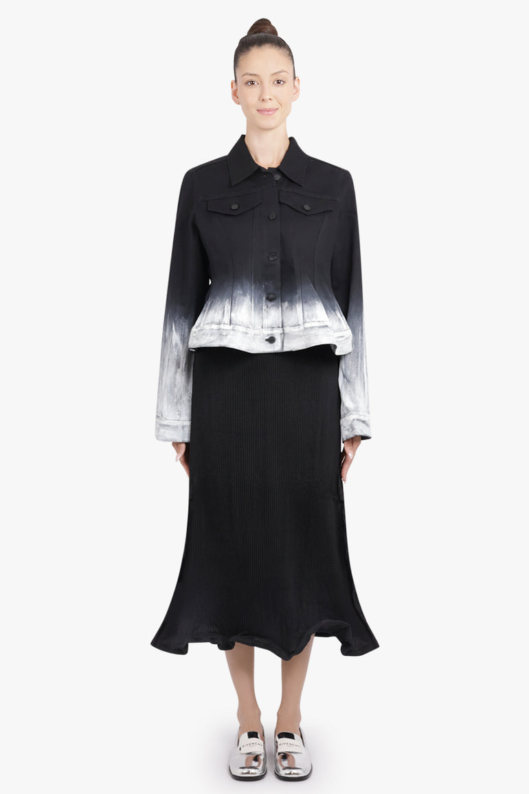 MELITTA BAUMEISTER RTW Crop Denim Ombre Jacket | Black/White