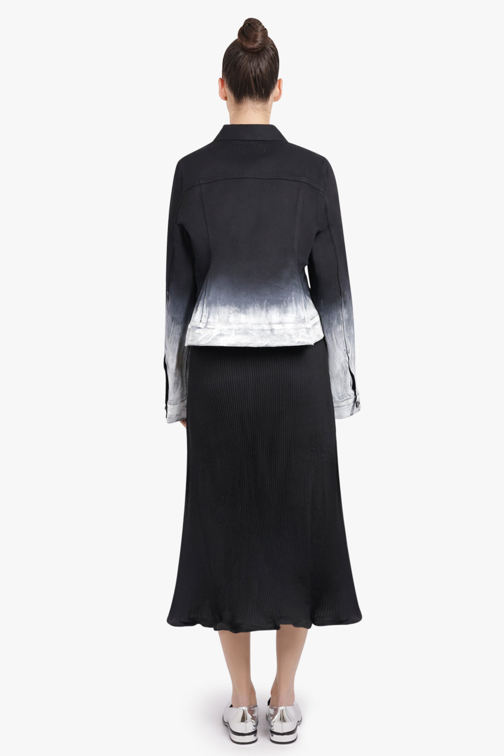 MELITTA BAUMEISTER RTW Crop Denim Ombre Jacket | Black/White