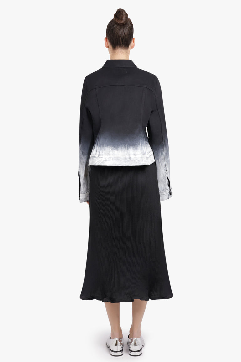 MELITTA BAUMEISTER RTW Crop Denim Ombre Jacket | Black/White