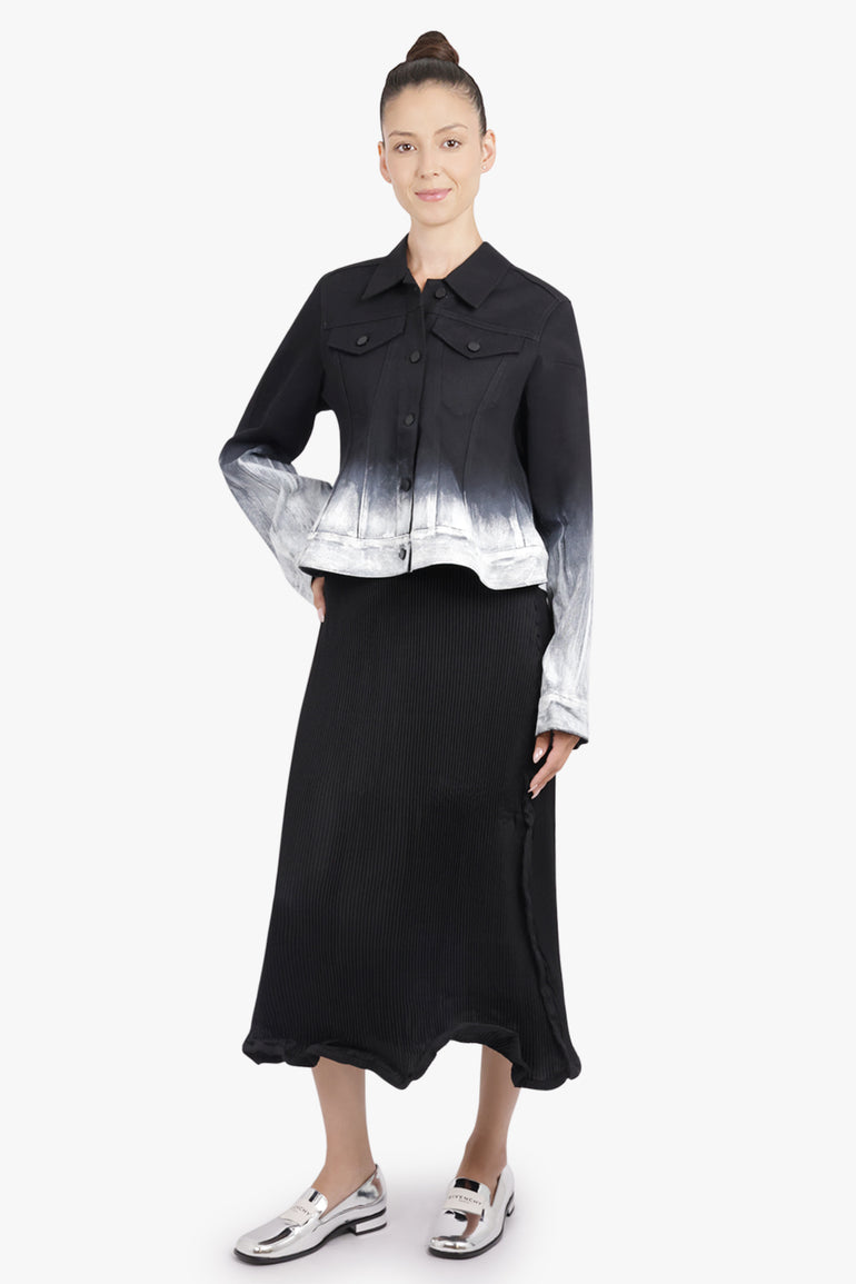 MELITTA BAUMEISTER RTW Crop Denim Ombre Jacket | Black/White