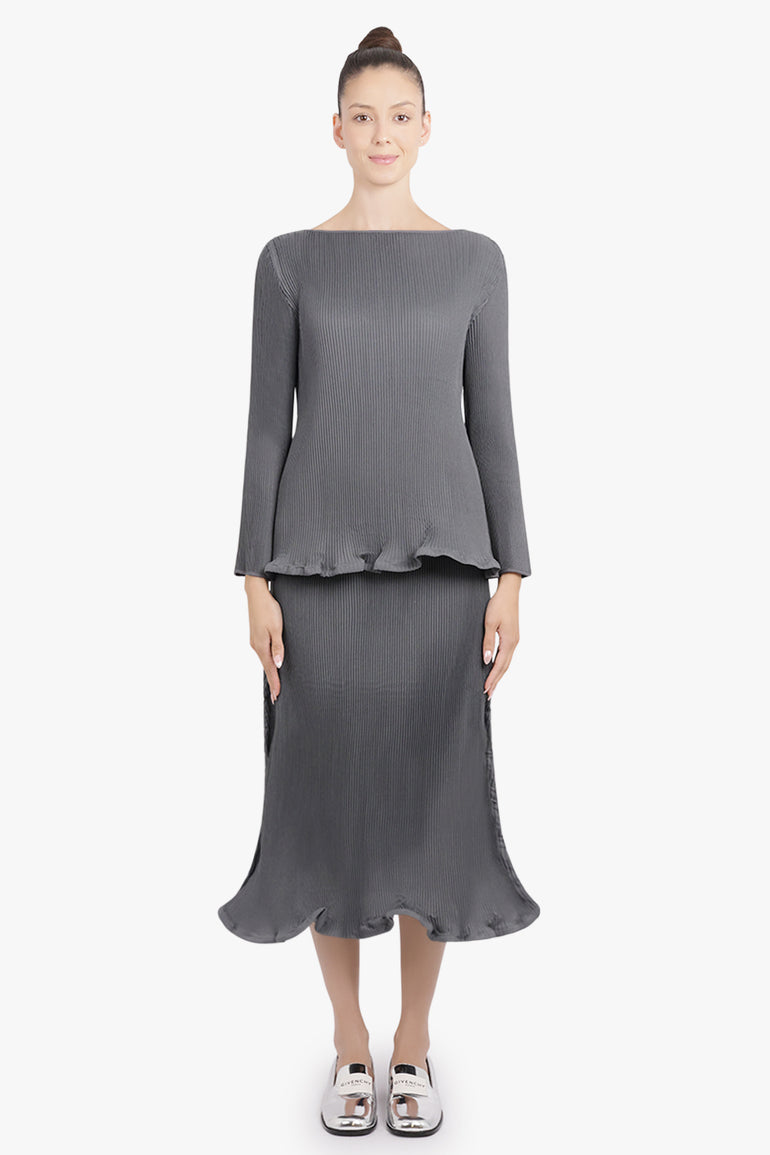 MELITTA BAUMEISTER RTW Zigzag Ripple Midi Skirt | Cold Grey