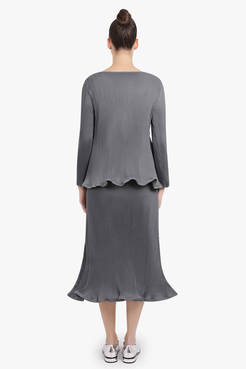 MELITTA BAUMEISTER RTW Zigzag L/S Ripple Top | Cold Grey