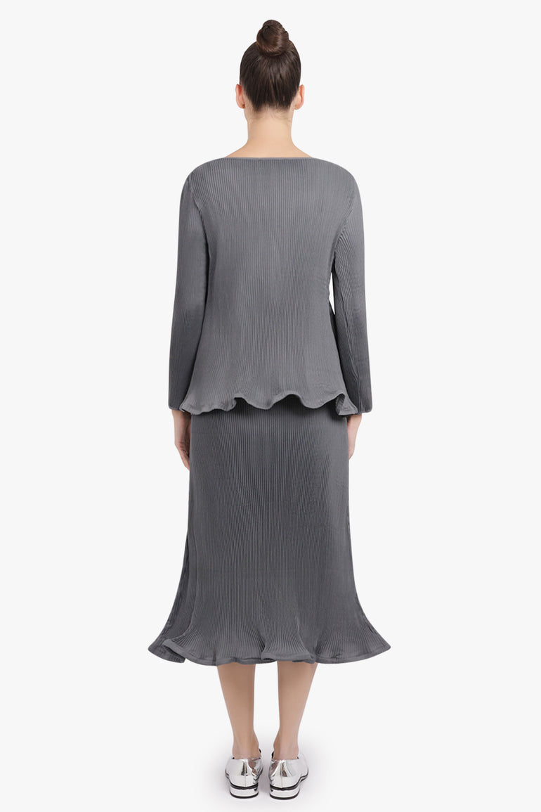 MELITTA BAUMEISTER RTW Zigzag L/S Ripple Top | Cold Grey