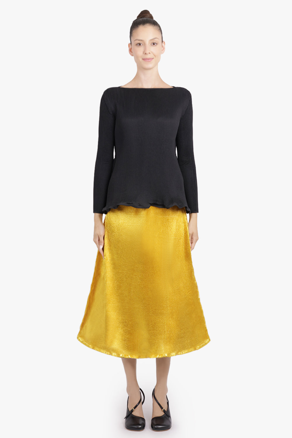 MELITTA BAUMEISTER RTW Zigzag Ripple Midi Skirt | Gold
