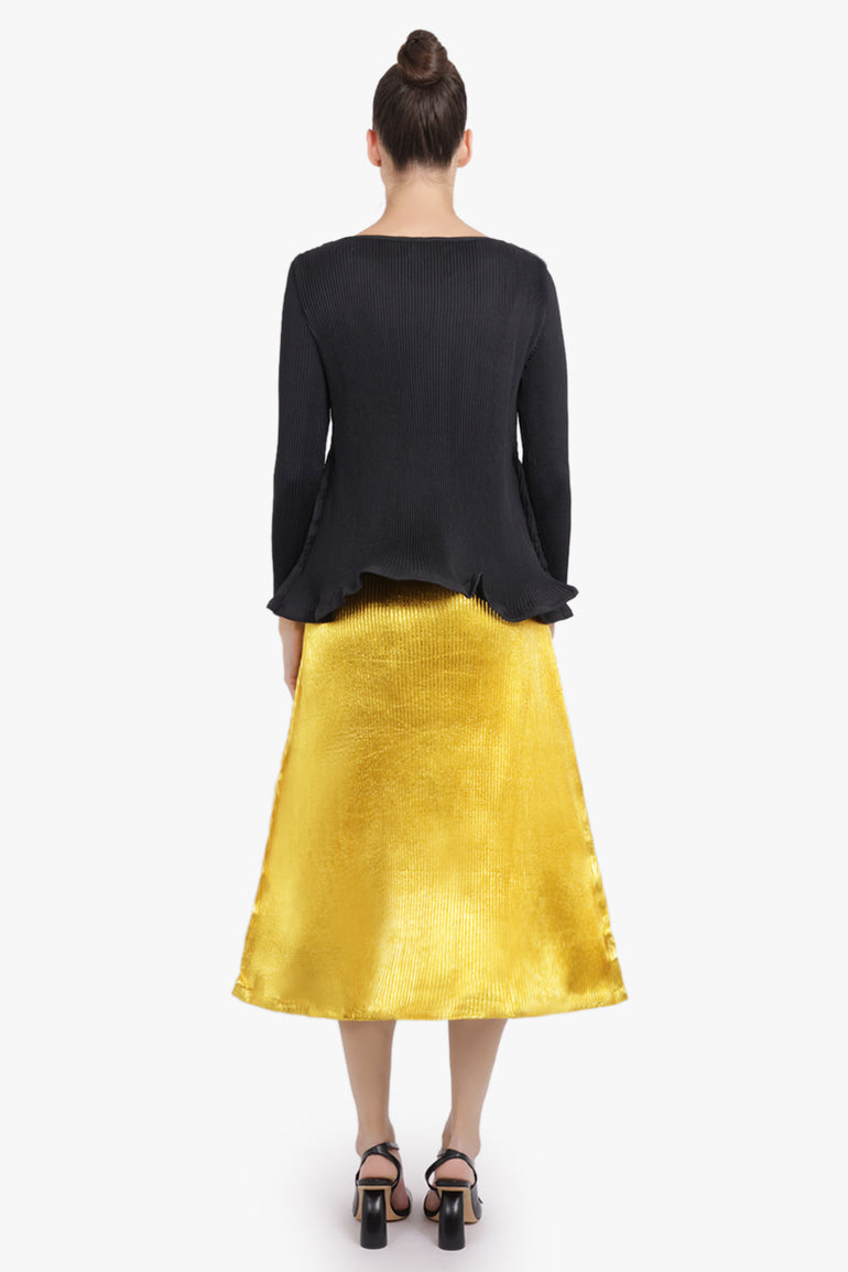 MELITTA BAUMEISTER RTW Zigzag Ripple Midi Skirt | Gold