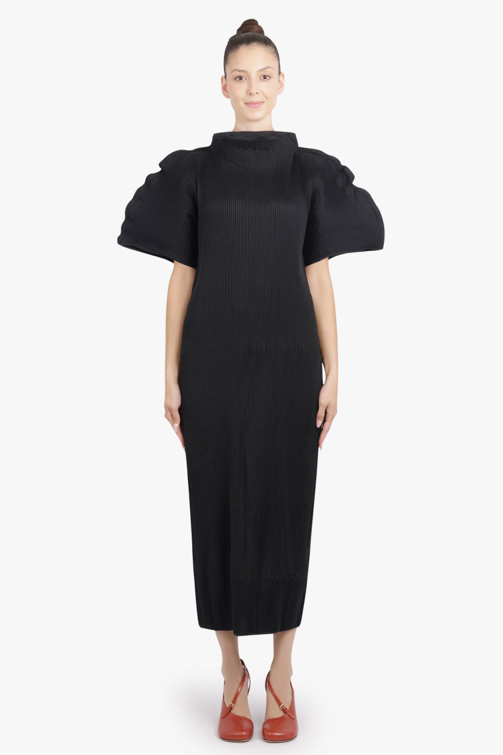 MELITTA BAUMEISTER RTW Zigzag Ripple Sleeve Midi Dress | Black