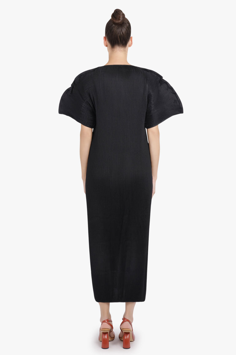 MELITTA BAUMEISTER RTW Zigzag Ripple Sleeve Midi Dress | Black
