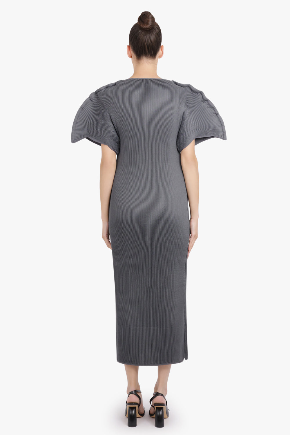 MELITTA BAUMEISTER RTW Zigzag Ripple Sleeve Midi Dress | Cold Grey