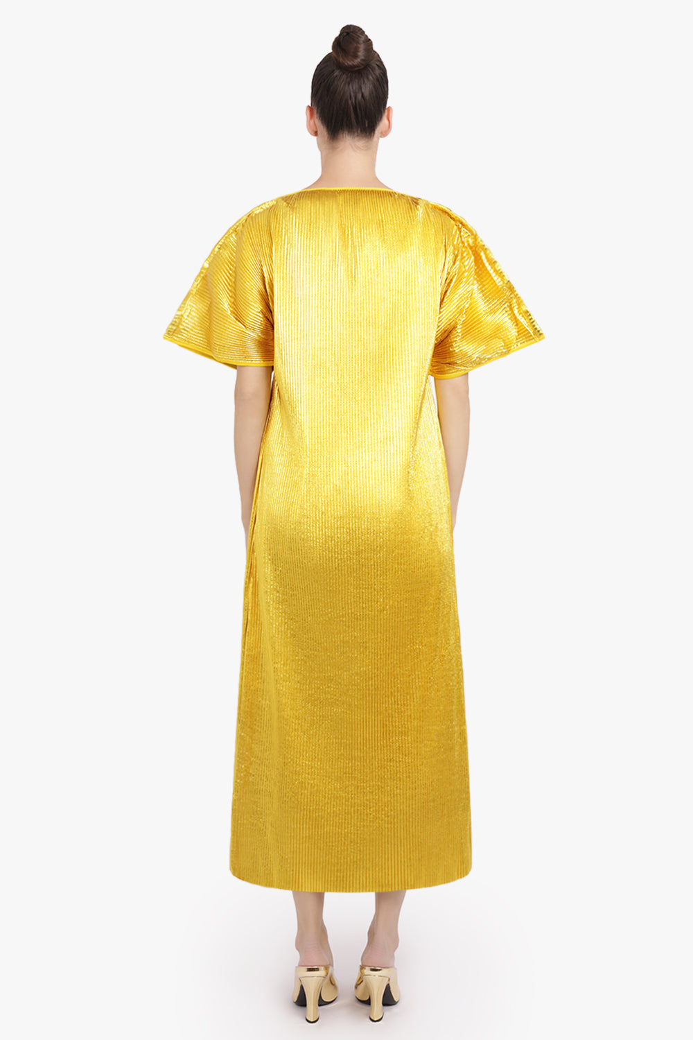 MELITTA BAUMEISTER RTW Zigzag Ripple Sleeve Midi Dress | Gold