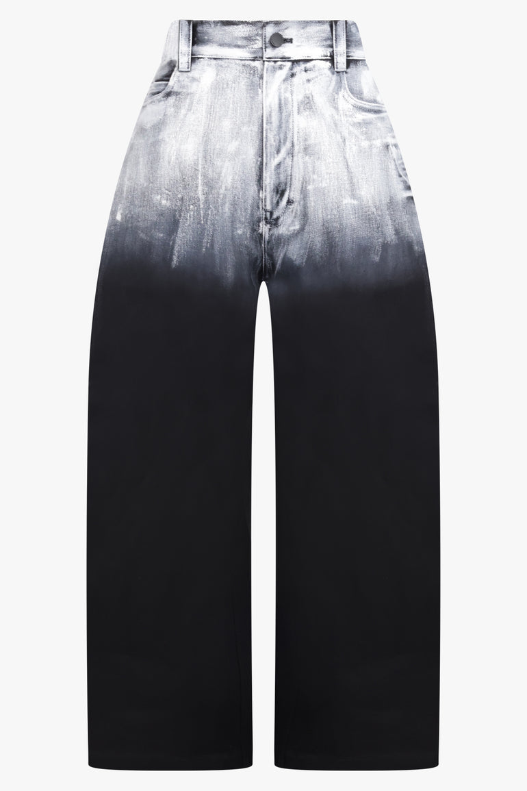 MELITTA BAUMEISTER RTW Crop Denim Balloon Leg Ombre Pant | Black/White