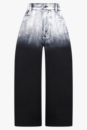 MELITTA BAUMEISTER RTW Crop Denim Balloon Leg Ombre Pant | Black/White
