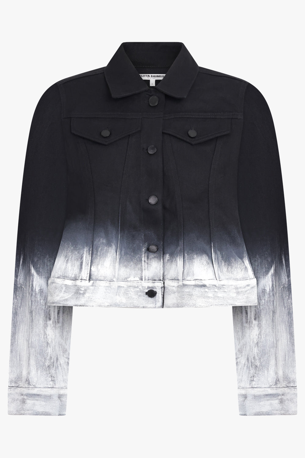 MELITTA BAUMEISTER RTW Crop Denim Ombre Jacket | Black/White