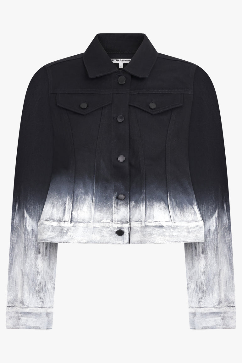 MELITTA BAUMEISTER RTW Crop Denim Ombre Jacket | Black/White