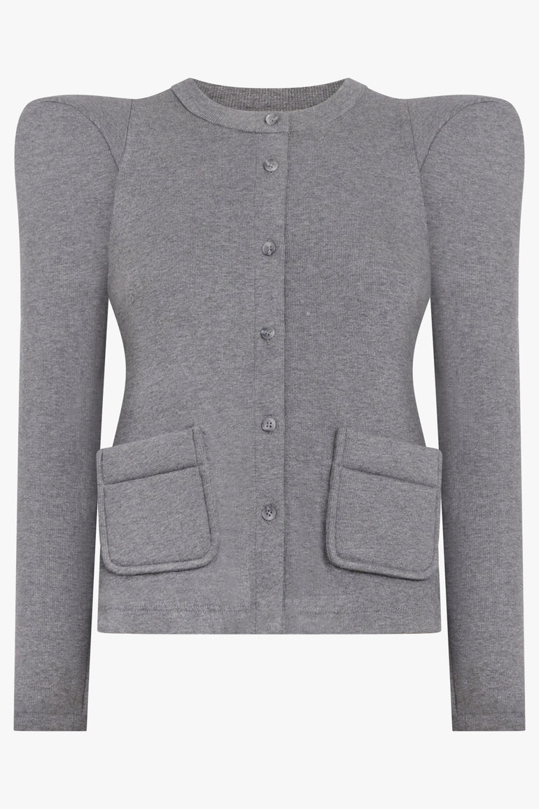 MELITTA BAUMEISTER RTW Foamy Shoulder Cardigan Jacket | Grey Melange