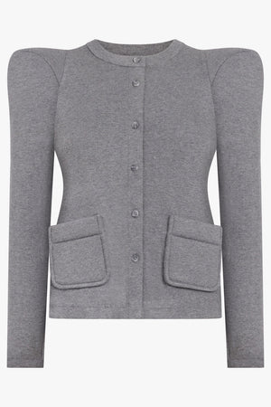 MELITTA BAUMEISTER RTW Foamy Shoulder Cardigan Jacket | Grey Melange