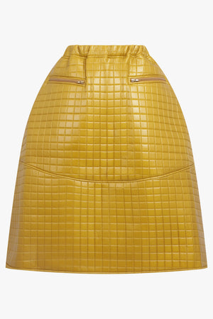 MELITTA BAUMEISTER RTW Quilted A-Line Midi Skirt | Gold