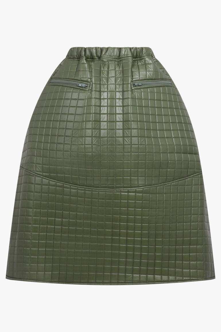 MELITTA BAUMEISTER RTW Quilted A-Line Midi Skirt | Moss Green