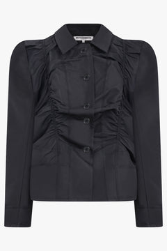 MELITTA BAUMEISTER RTW Ruched Front Puff Shoulder Jacket | Black