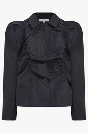 MELITTA BAUMEISTER RTW Ruched Front Puff Shoulder Jacket | Black