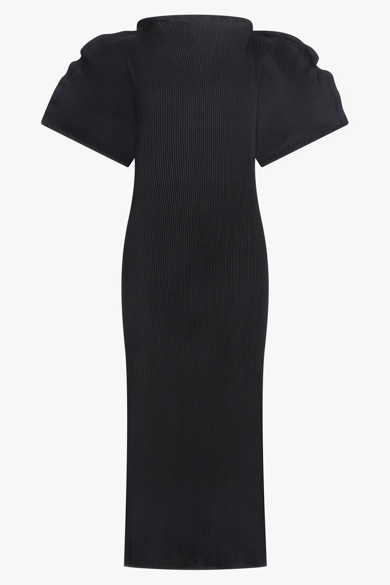 MELITTA BAUMEISTER RTW Zigzag Ripple Sleeve Midi Dress | Black