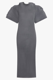 MELITTA BAUMEISTER RTW Zigzag Ripple Sleeve Midi Dress | Cold Grey