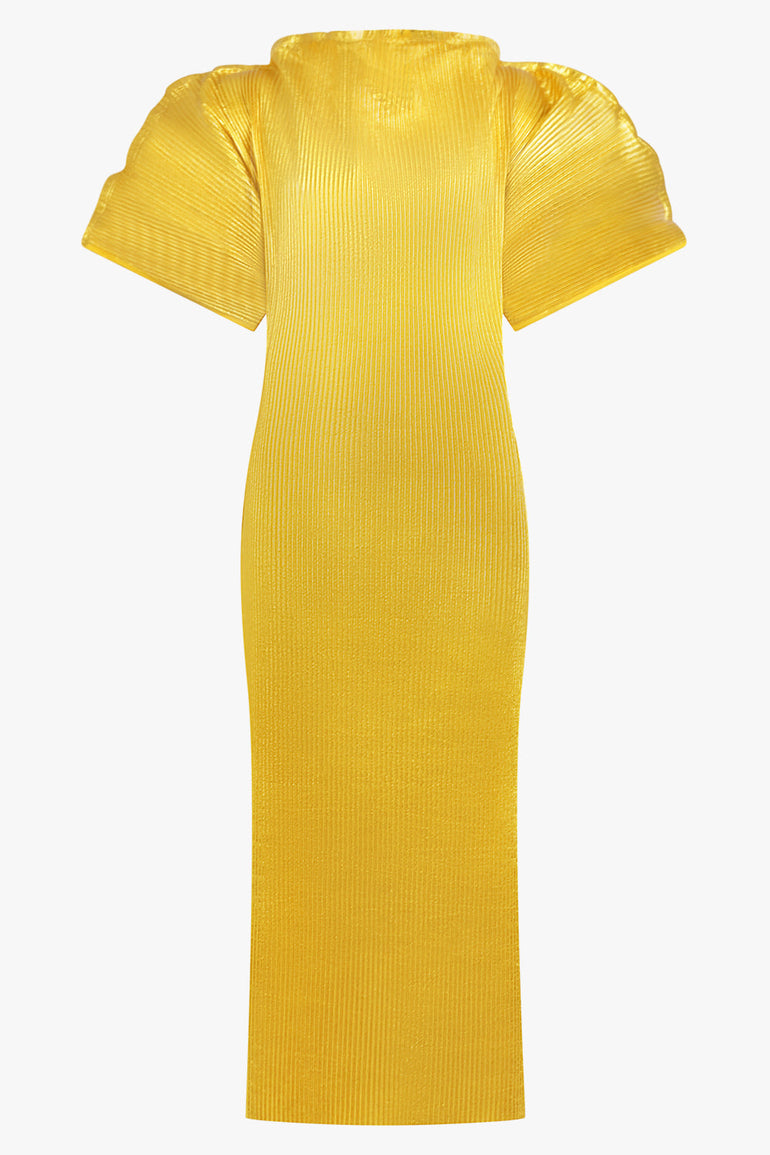 MELITTA BAUMEISTER RTW Zigzag Ripple Sleeve Midi Dress | Gold