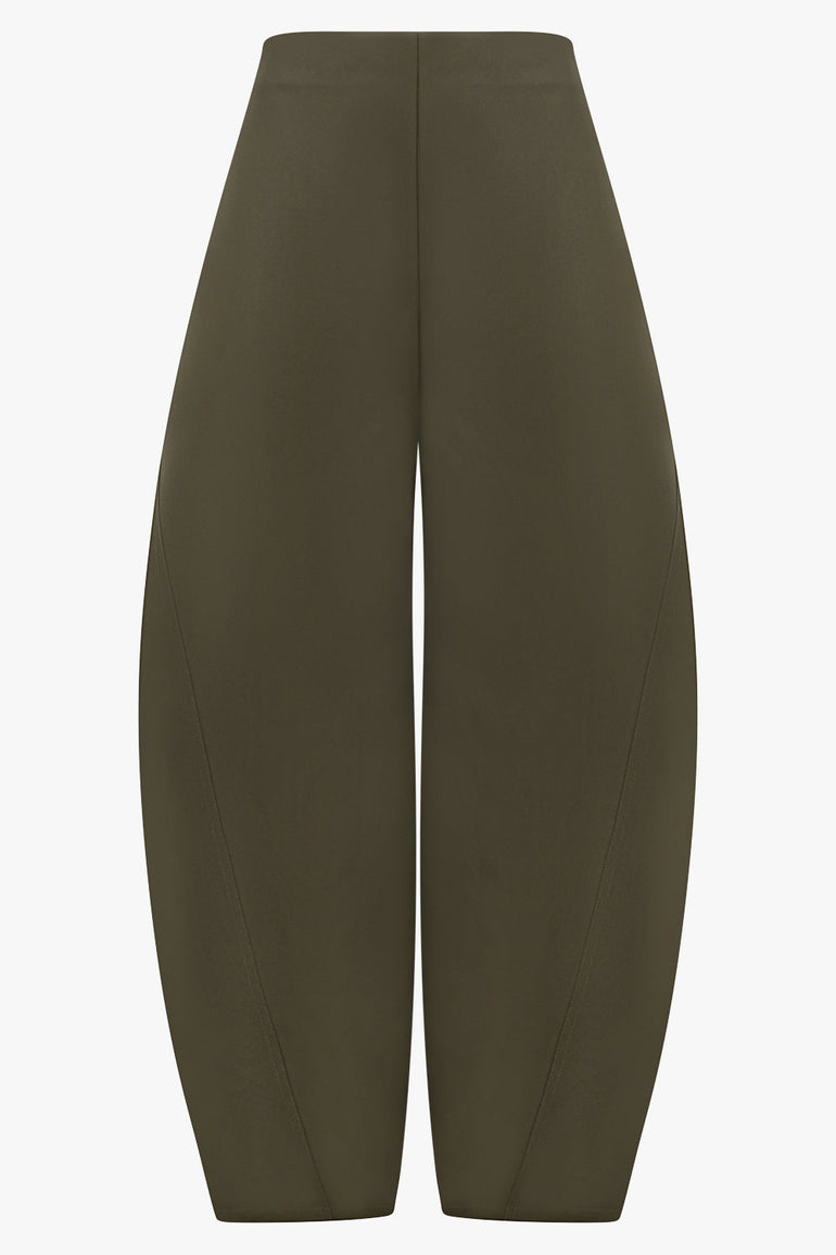 ALAIA RTW Twisted Curved Leg Pant | Olive Green