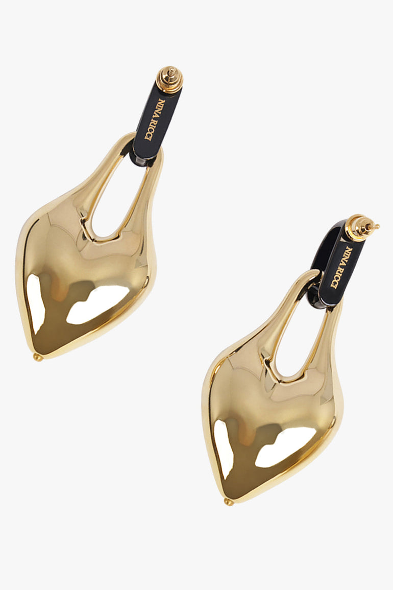 NINA RICCI JEWELLERY GOLD / Gold/Black Dripping Heart Earrings | Gold/Black