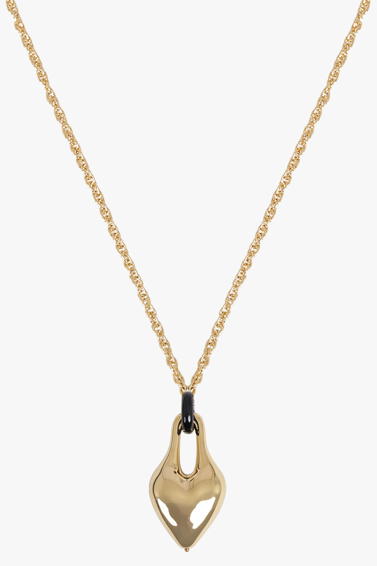 NINA RICCI JEWELLERY GOLD / Gold/Black Dripping Heart Pendant Necklace | Gold/Black
