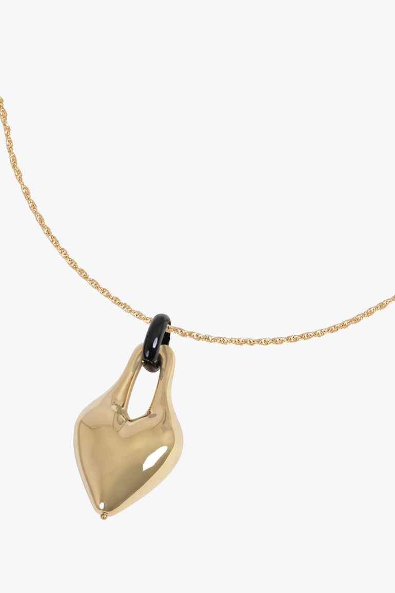 NINA RICCI JEWELLERY GOLD / Gold/Black Dripping Heart Pendant Necklace | Gold/Black