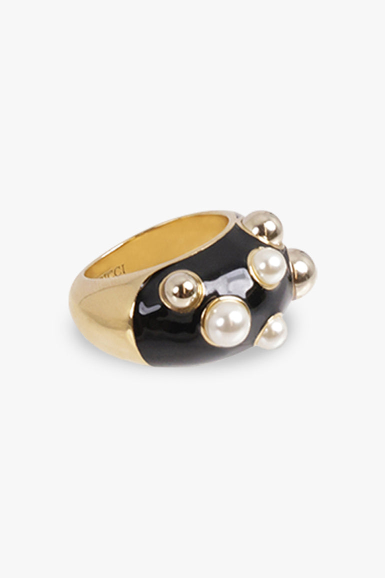 NINA RICCI JEWELLERY Drops Of Light Ring | Black/Gold