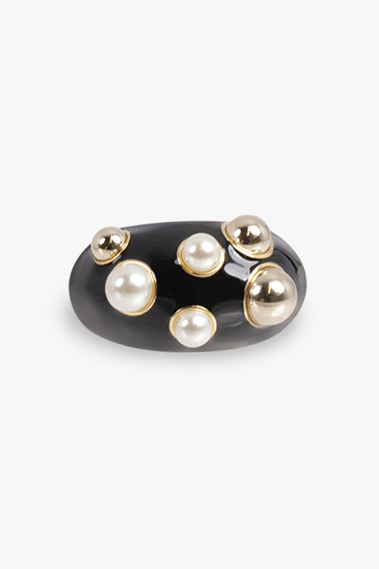 NINA RICCI JEWELLERY Drops Of Light Ring | Black/Gold