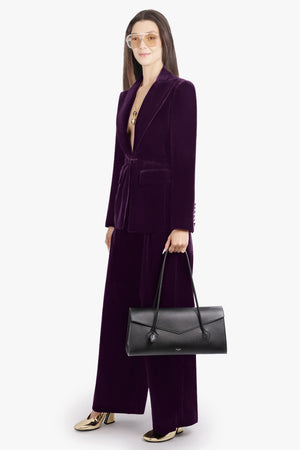 NINA RICCI RTW High Waist Velvet Pant | Purple