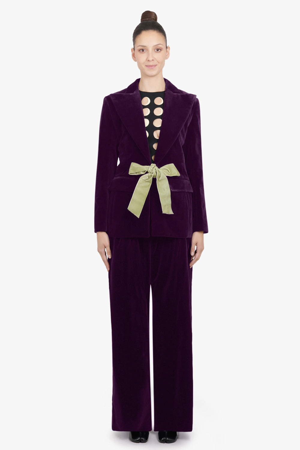 NINA RICCI RTW Single Breast Velvet Jacket | Purple
