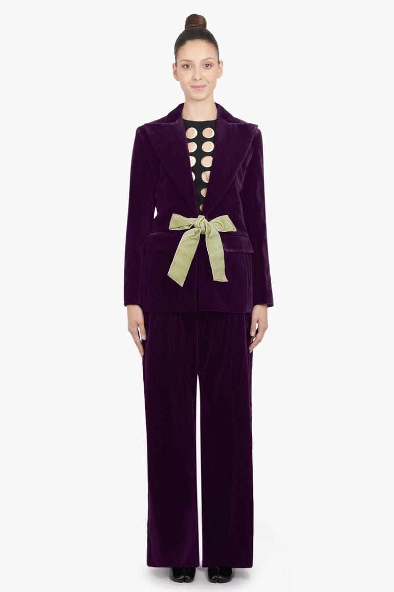 NINA RICCI RTW Single Breast Velvet Jacket | Purple