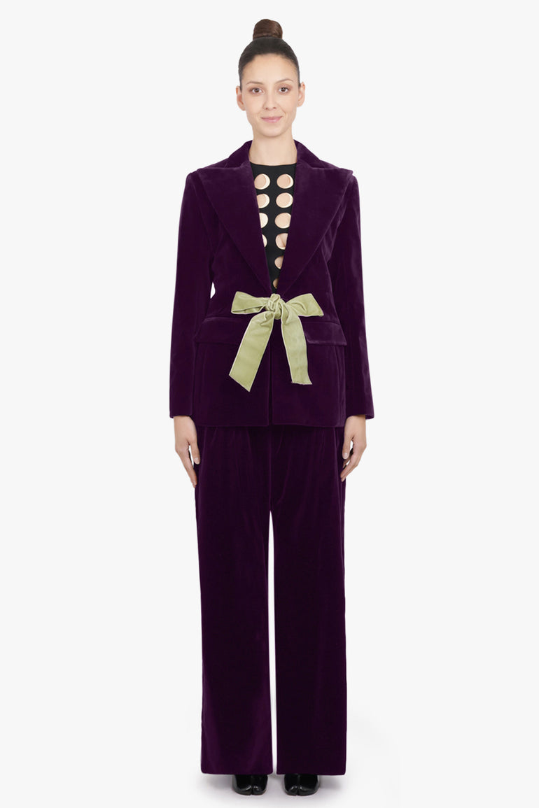 NINA RICCI RTW High Waist Velvet Pant | Purple